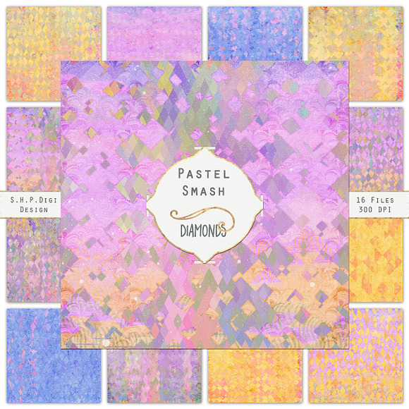 Pastel Diamond Watercolor Texture Se in Patterns - product preview 5