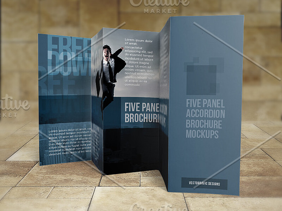 8.5x14" Five-panel accordion mockups in Print Mockups - product preview 1