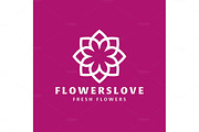 Flower love quality flat trend brand icon vector illustration