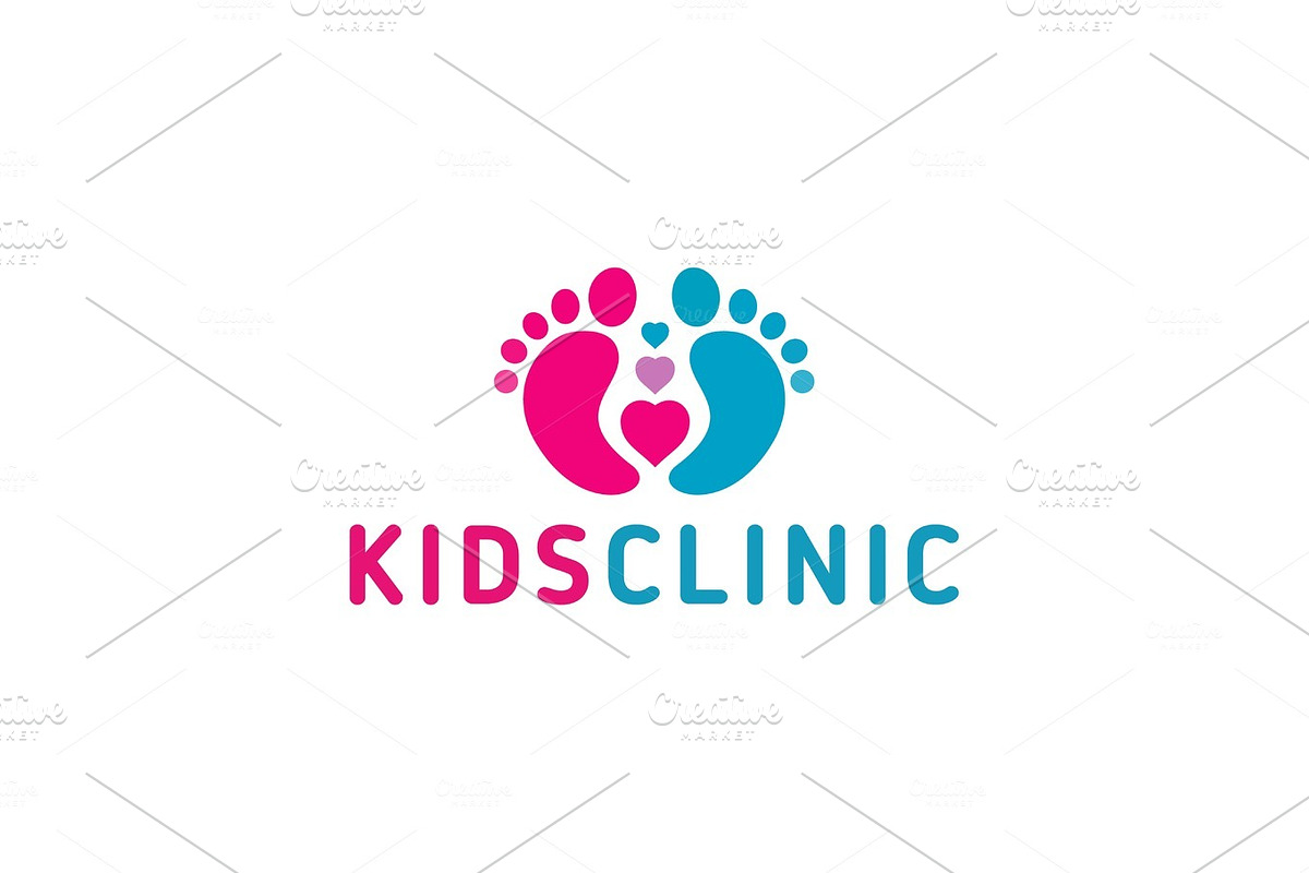logo Childrens health clinic,Heart the childs feet flat trend style vector in Logo Templates - product preview 8