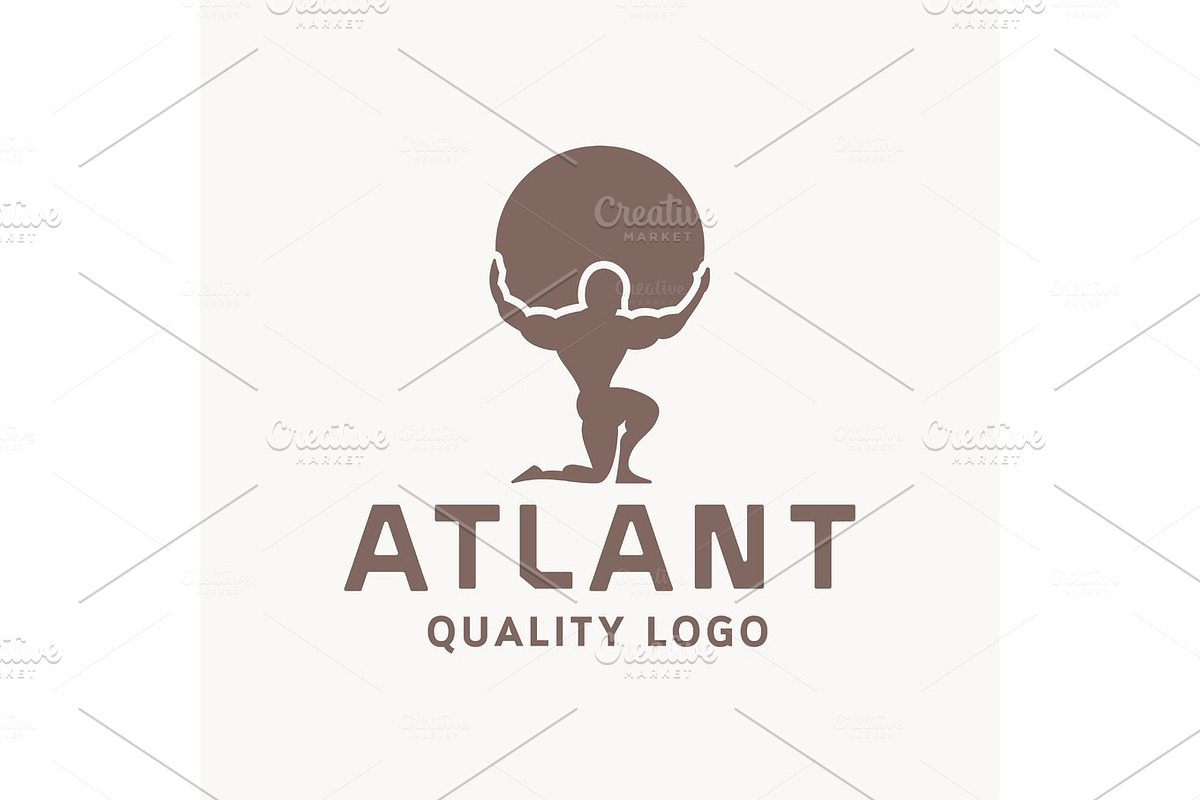 Atlant Atlas holds earth quality stylized logo for your company vector trendy style flat in Logo Templates - product preview 8