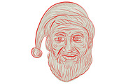 Melancholy Santa Claus Head Drawing