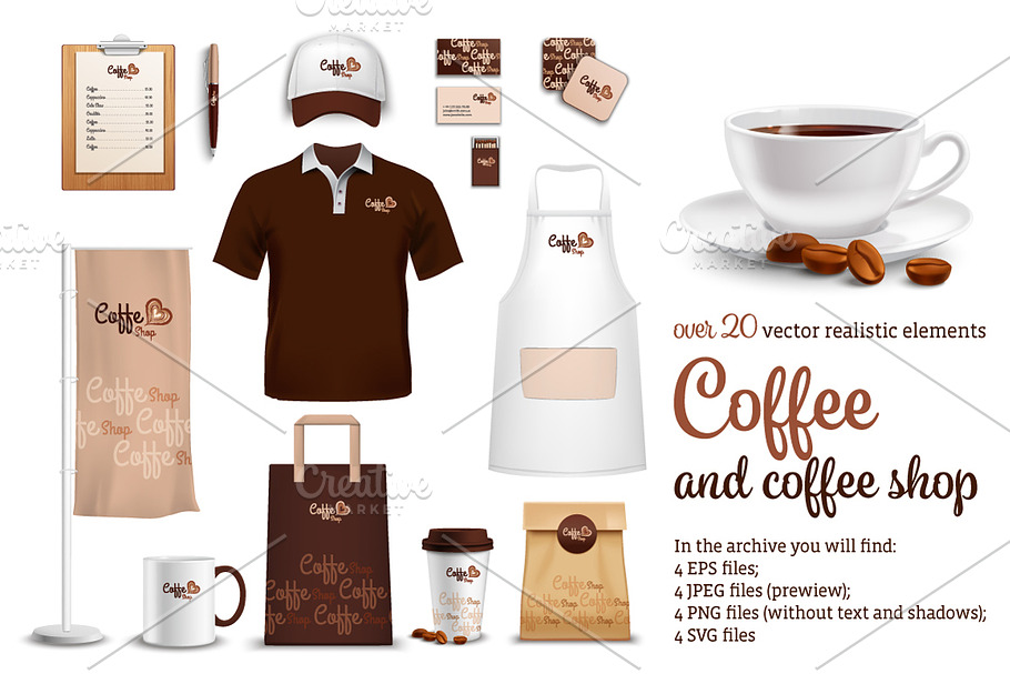 Coffee Realistic Set in Objects - product preview 8