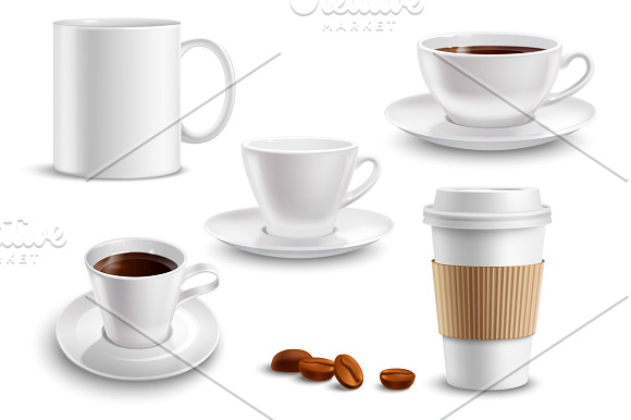 Coffee Realistic Set in Objects - product preview 1