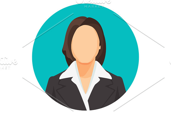 Avatar businesswoman portraits in four circles. Vector user pics