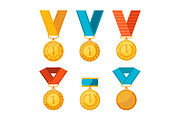 Vector colorful collection of golden medals with first number