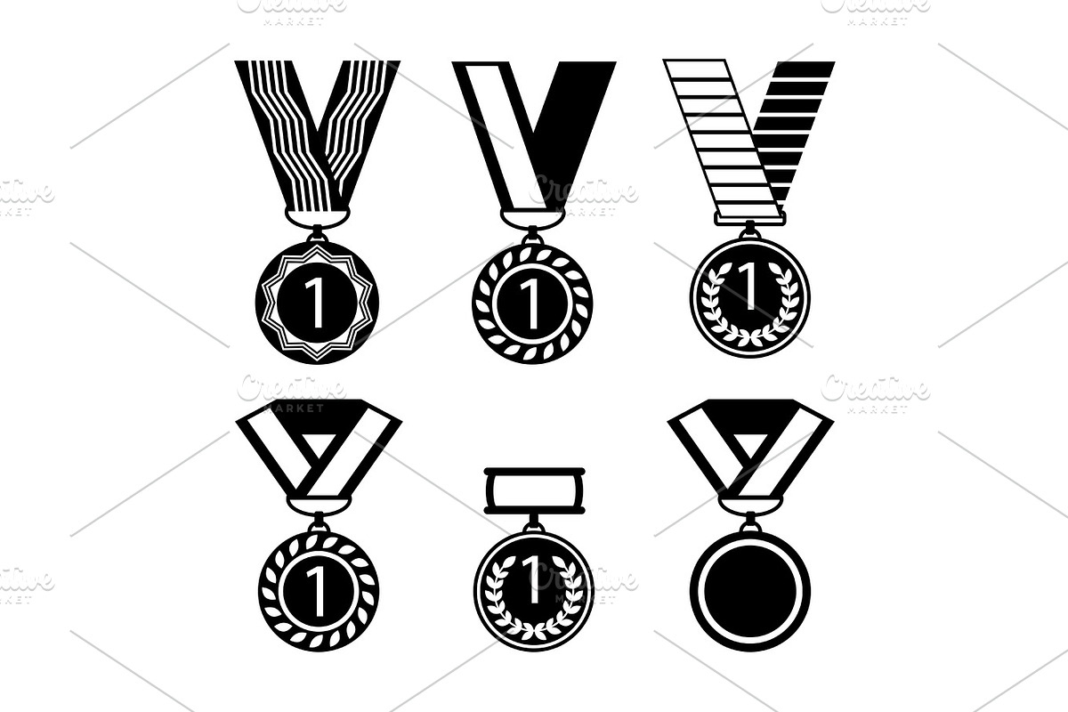 Vector colorful collection of golden medals with first number in Textures - product preview 8