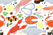 Seafood and spices pattern