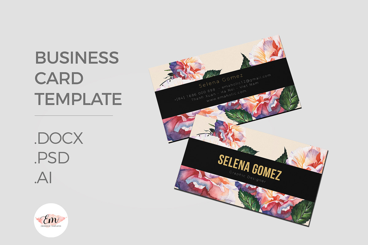 Elegant floral Business Card in Business Card Templates - product preview 8