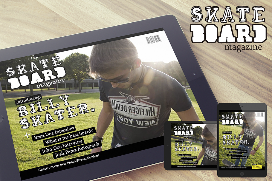 Skateboard Magazine iPad Template in Magazine Templates - product preview 8