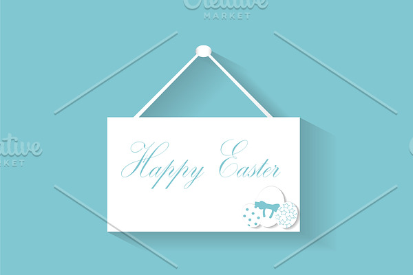 Happy Easter hanging signs vector