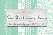 Sweet Mint Digital Paper Pack - JPG
