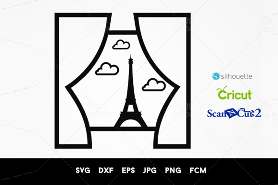 Window Eiffel Tower SVG Cutout