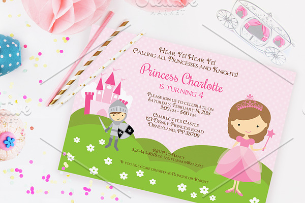 Princess and Knight invitation