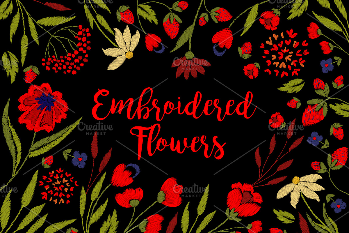 Floral embroidery in Illustrations - product preview 8