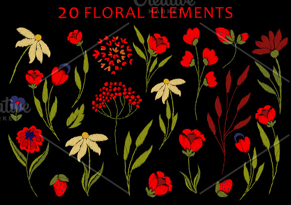 Floral embroidery in Illustrations - product preview 1