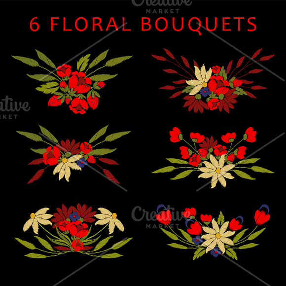 Floral embroidery in Illustrations - product preview 2