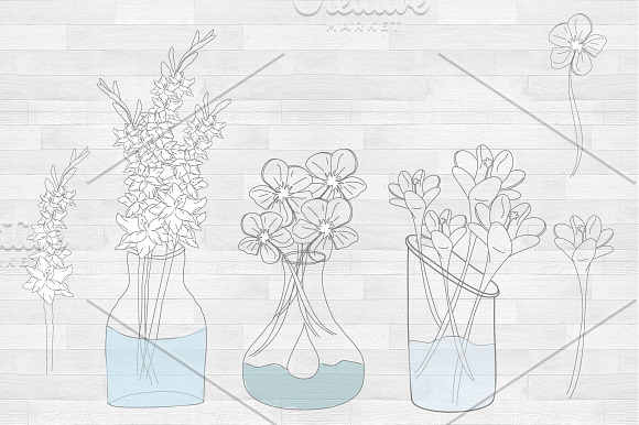Flowers & Vases - Vector in Illustrations - product preview 1