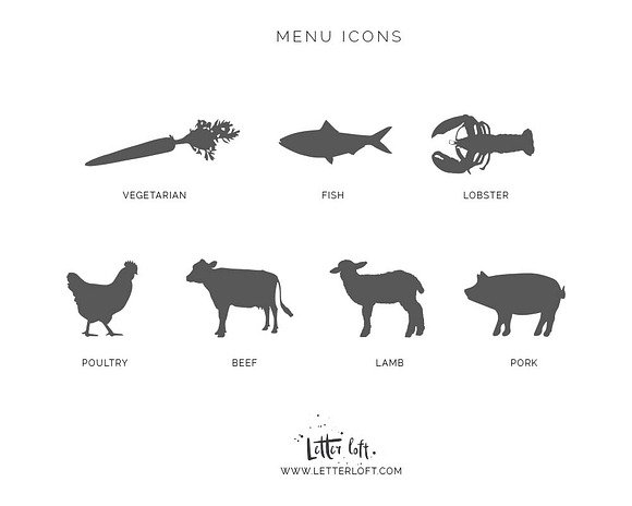Meal Choice Icons for Place Cards   in Graphics - product preview 1
