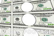 100 dollar bills with no face in 3d perspective