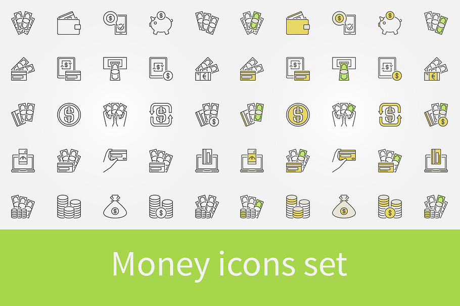 Money icons set in Graphics - product preview 8