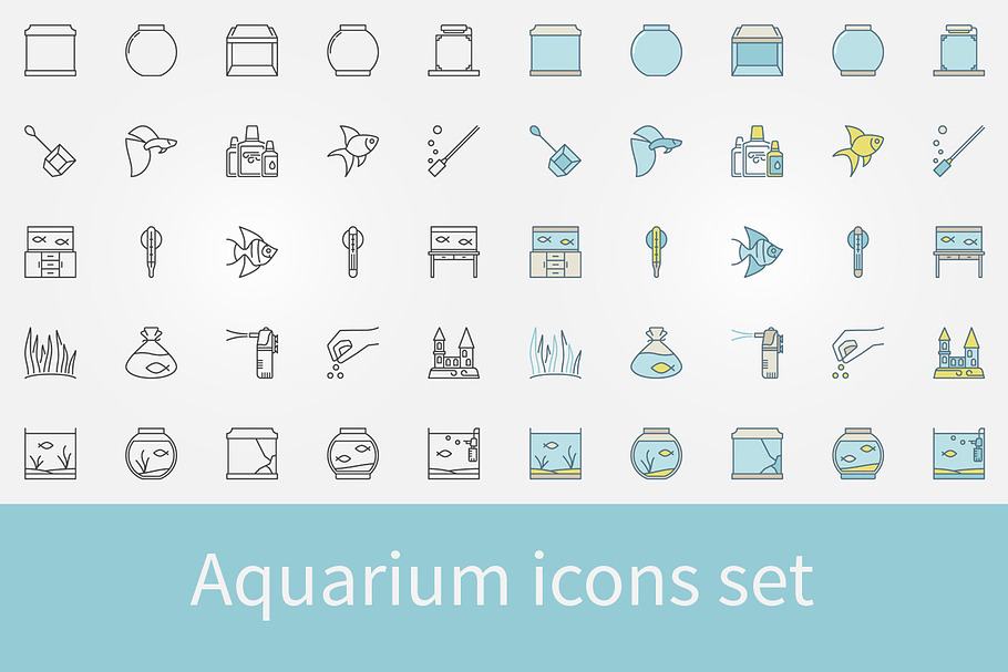 Aquarium icons set in Graphics - product preview 8