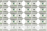 Sheet of 100 dollar bill with no face. Looped.