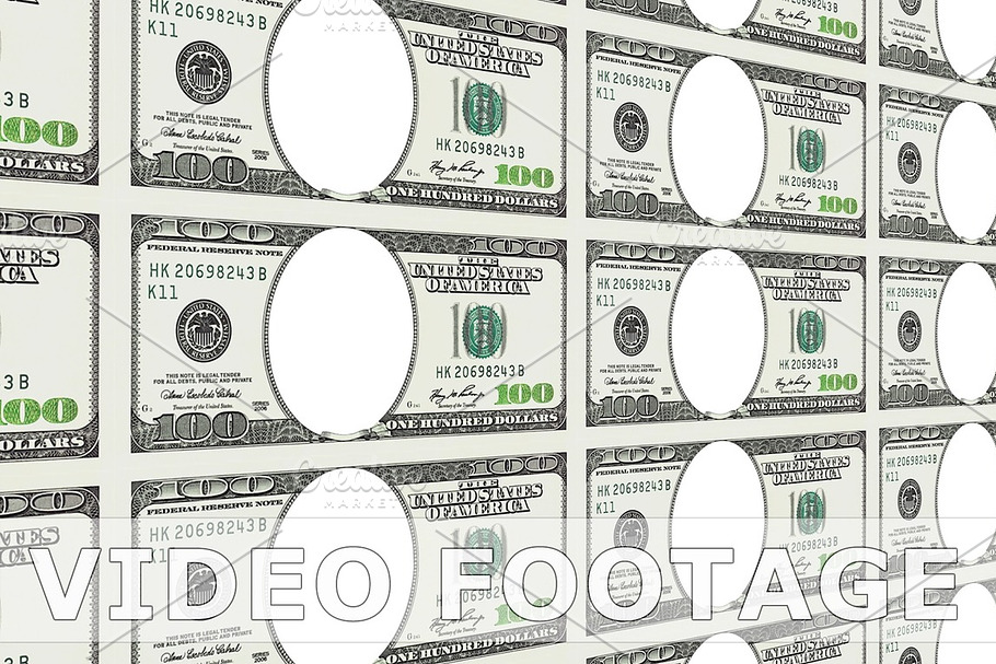 100 dollar bills with no face in 3d. Looped. in Graphics - product preview 8