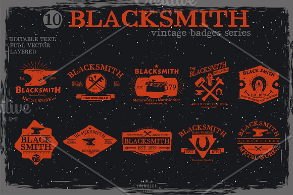 Blacksmith badge (EDITABLE TEXT) in Logo Templates - product preview 1
