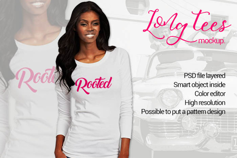 Black Women Long Tees Mockup in Product Mockups - product preview 8