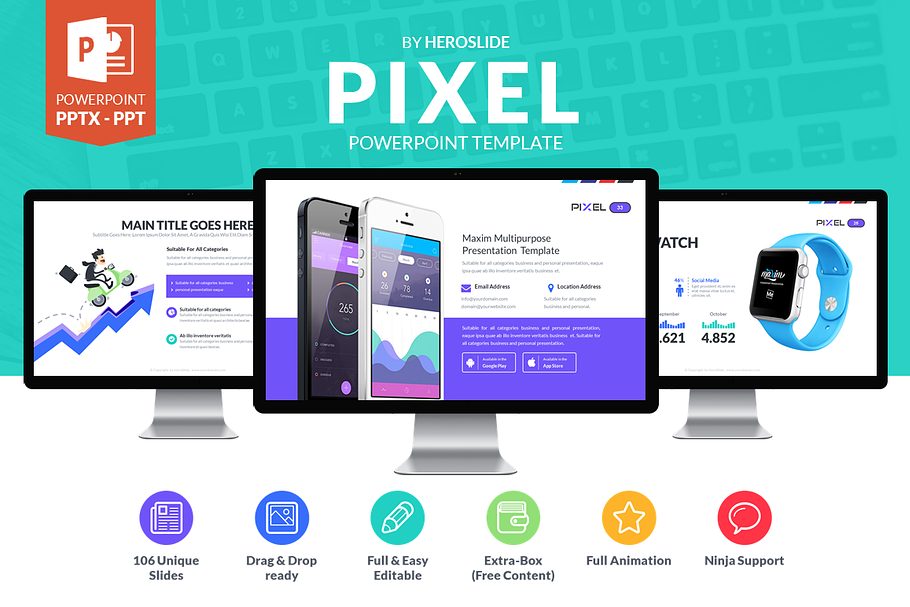 Pixel , Business Powerpoint Template in PowerPoint Templates - product preview 8