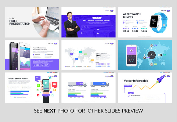 Pixel , Business Powerpoint Template in PowerPoint Templates - product preview 1