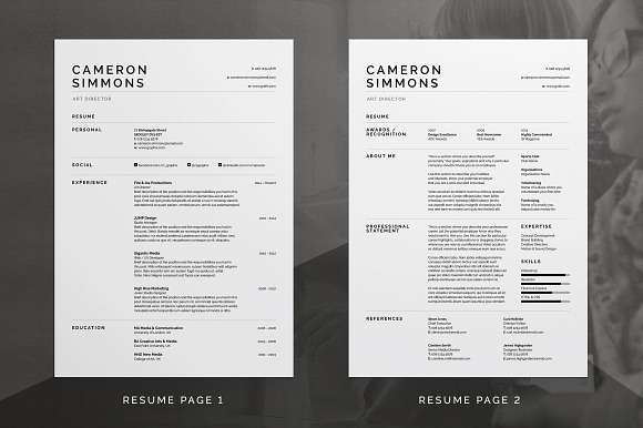 Pro Resume/CV - Cameron in Resume Templates - product preview 1