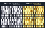 Gold,silver gradient,pattern,template.Set of colors for design,collection of high quality gradients.Metallic texture,shiny background.Pure metal.Suitable for text ,mockup,banner, ribbon or ornament.