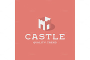 Castle fortress brand logo design trendy flat style unique for the company