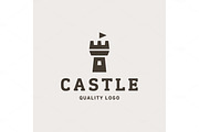 Abstract castle fortress trending flat quality vector sign