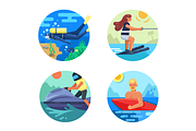 Water sport icon set