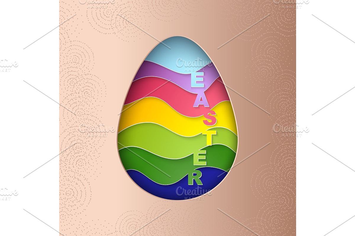 Easter Egg with Strips Pattern Texture in Illustrations - product preview 8