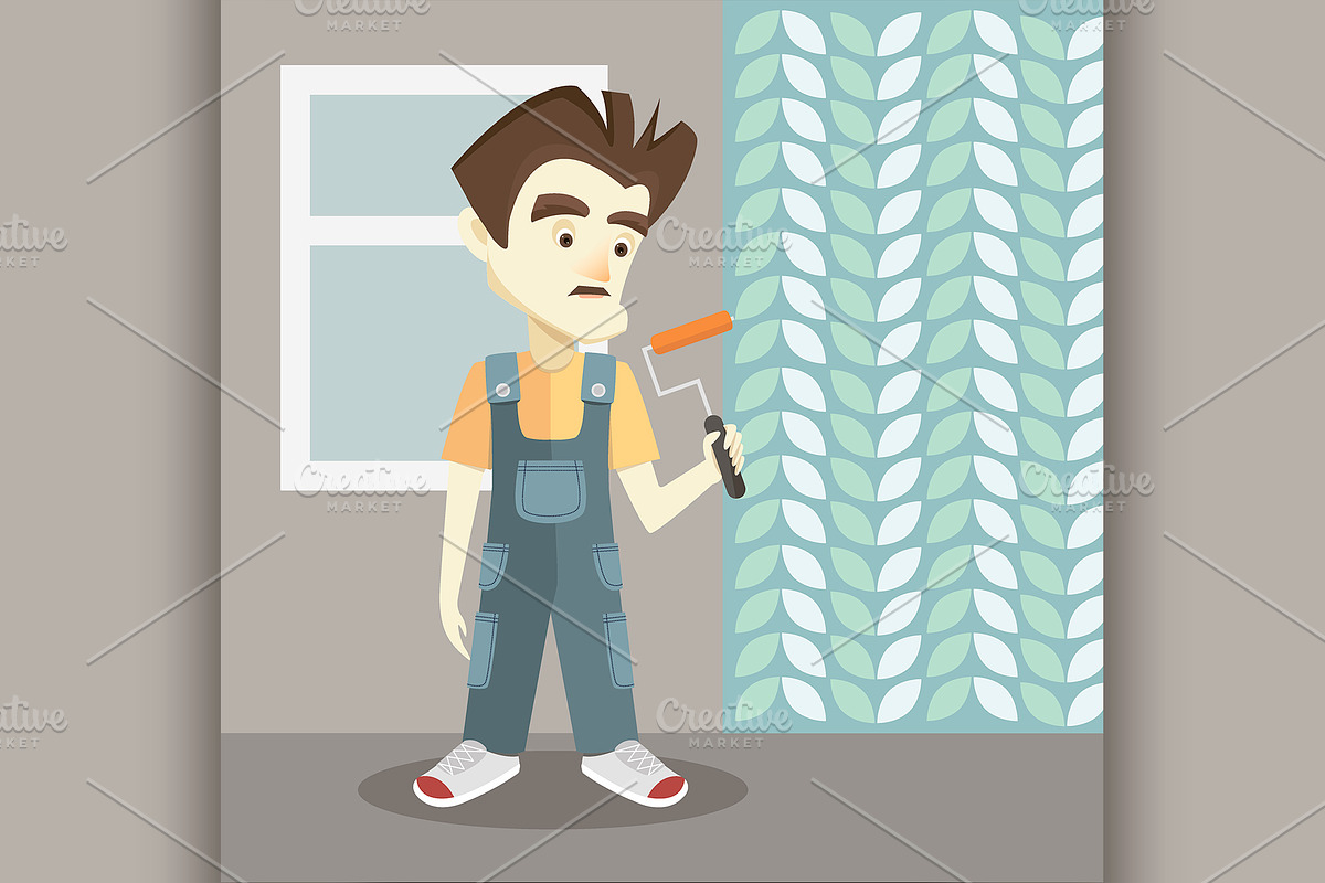 Builder on a light background in Illustrations - product preview 8