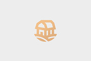 Farm house vector logotype. Natural farm organic products logo symbol.