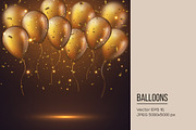 Realistic 3D glossy golden balloons.
