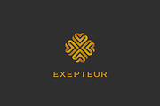Abstract elegant heart flower logotype. Universal gold premium symbol. Creative boutique vector ribbon logo.