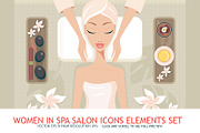 10 Women Spa Salon Icon Elements set