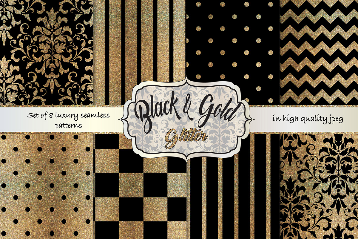 Gold Glitter seamless patterns in Patterns - product preview 8