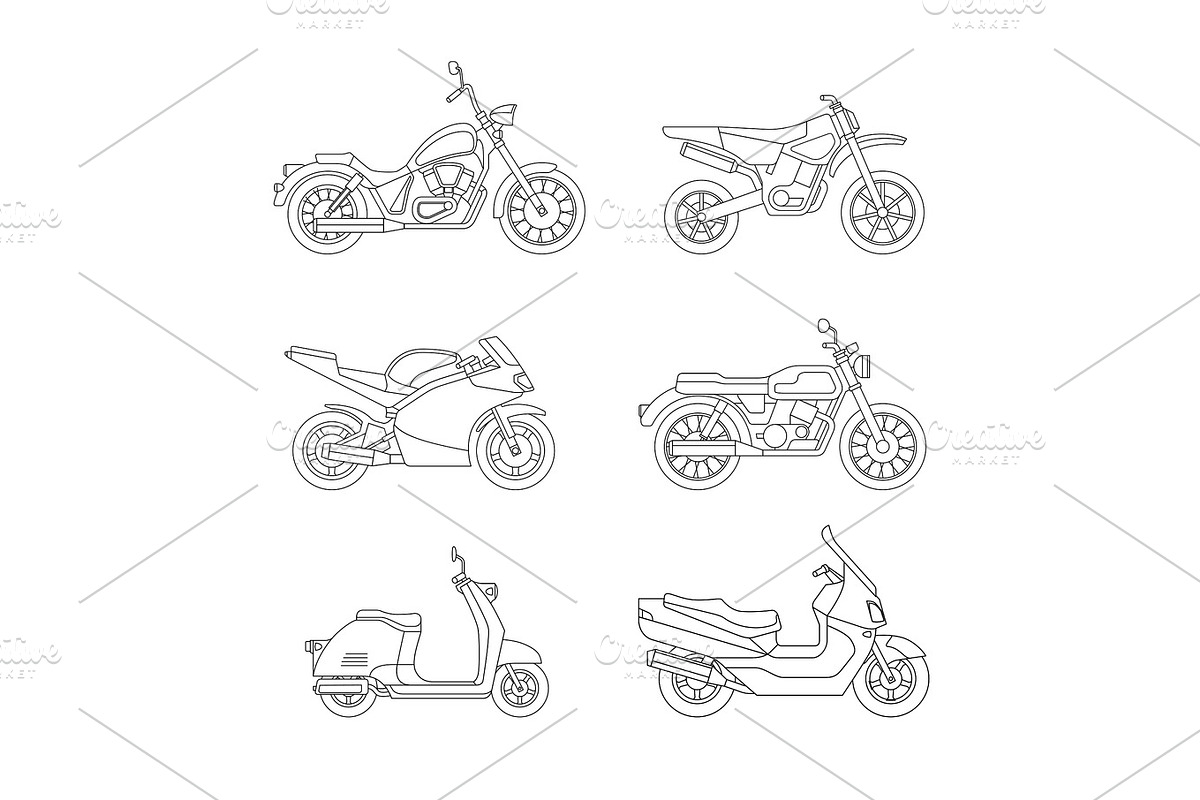 Motorcycle and scooter line icons set. in Graphics - product preview 8