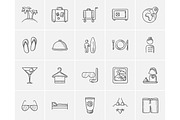 Travel and holiday sketch icon set.