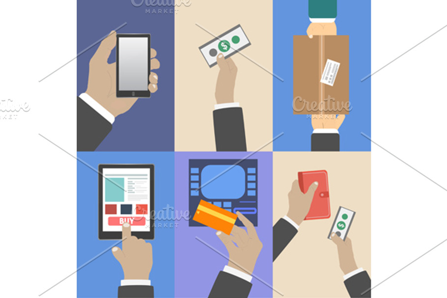 Set of business hands action concept in Illustrations - product preview 8