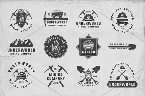 36 Vintage Mining Emblems part 1 in Logo Templates - product preview 2