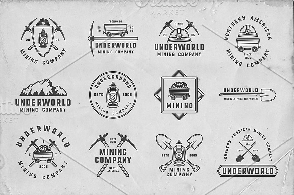 36 Vintage Mining Emblems part 1 in Logo Templates - product preview 3