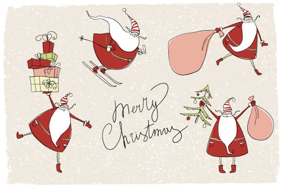 santa claus Christmas cards in Illustrations - product preview 8
